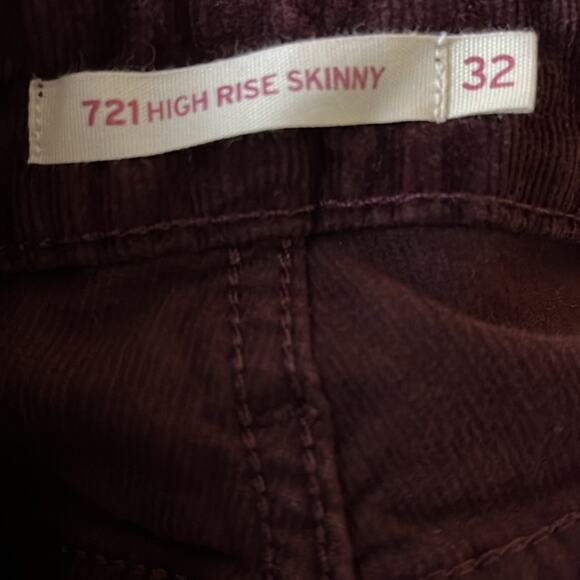 Levi’s 721 High Rise Skinny Corduroy Pants Purple 32 - Picture 5 of 11